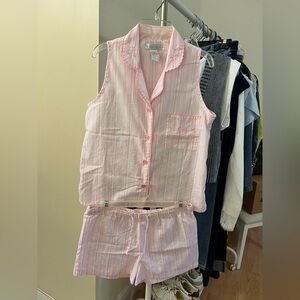 Pink Striped Sleeveless Pajama Set